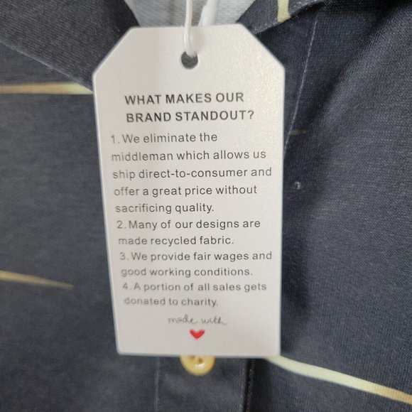 Made With Love Polo 1/4 button up Long Sleeve Black Shirt Size S - Picture 5 of 12